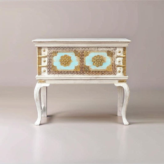 Vintage Turquoise & Gold Accent Table