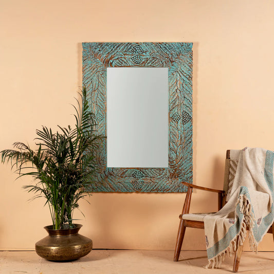 Bohemian Peacock Carved Wall Mirror