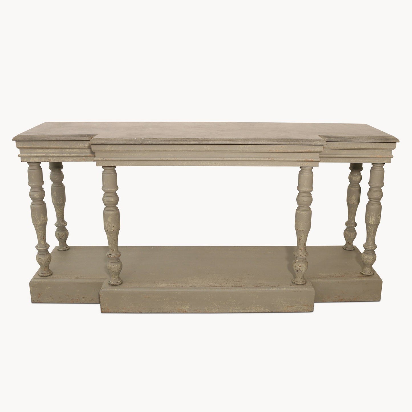 Classic Grey Console Table with Stone Top