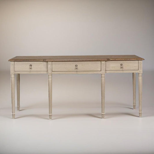Grey Farmhouse Style Console Table with Oak Top - Simple and Stylish