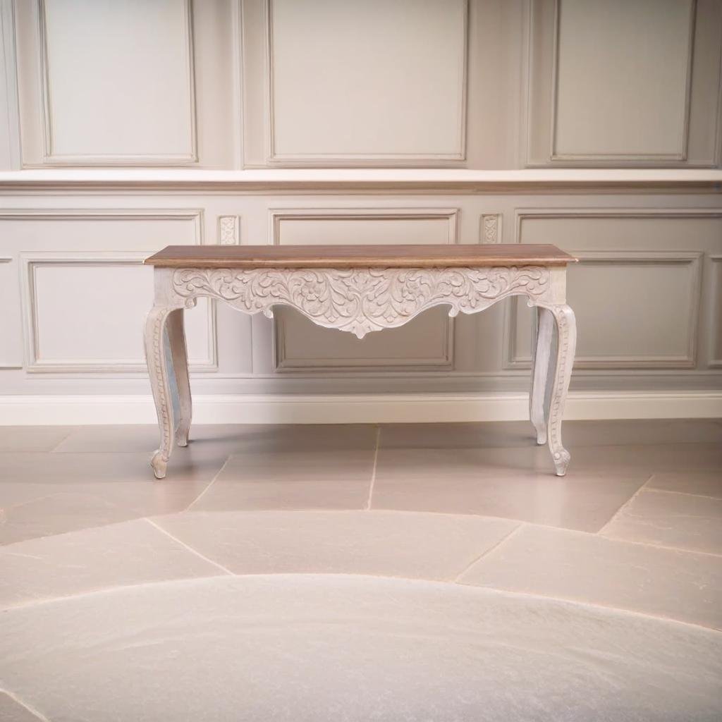 Elegant Floral Carved Console Table