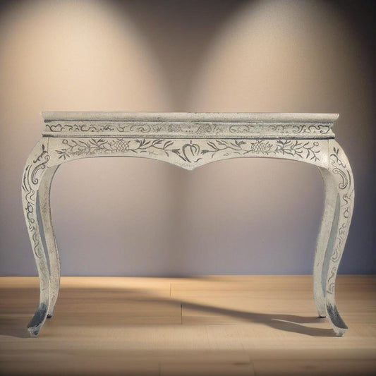 French Cabriole Hand-Painted Console Table - Elegant and Versatile