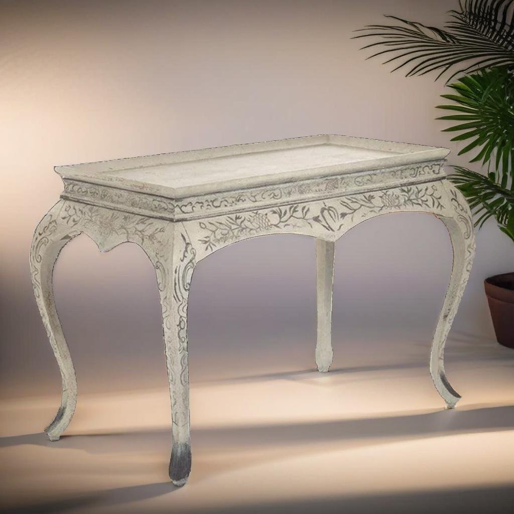 French Cabriole Hand-Painted Console Table - Elegant and Versatile