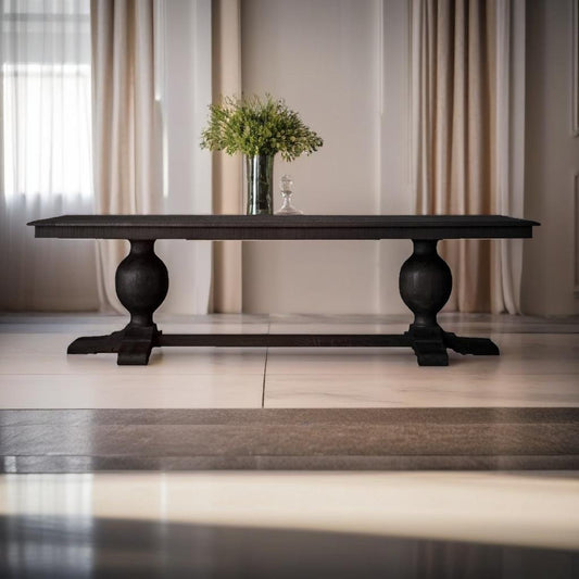 Elegant Charcoal Pedestal Dining Table