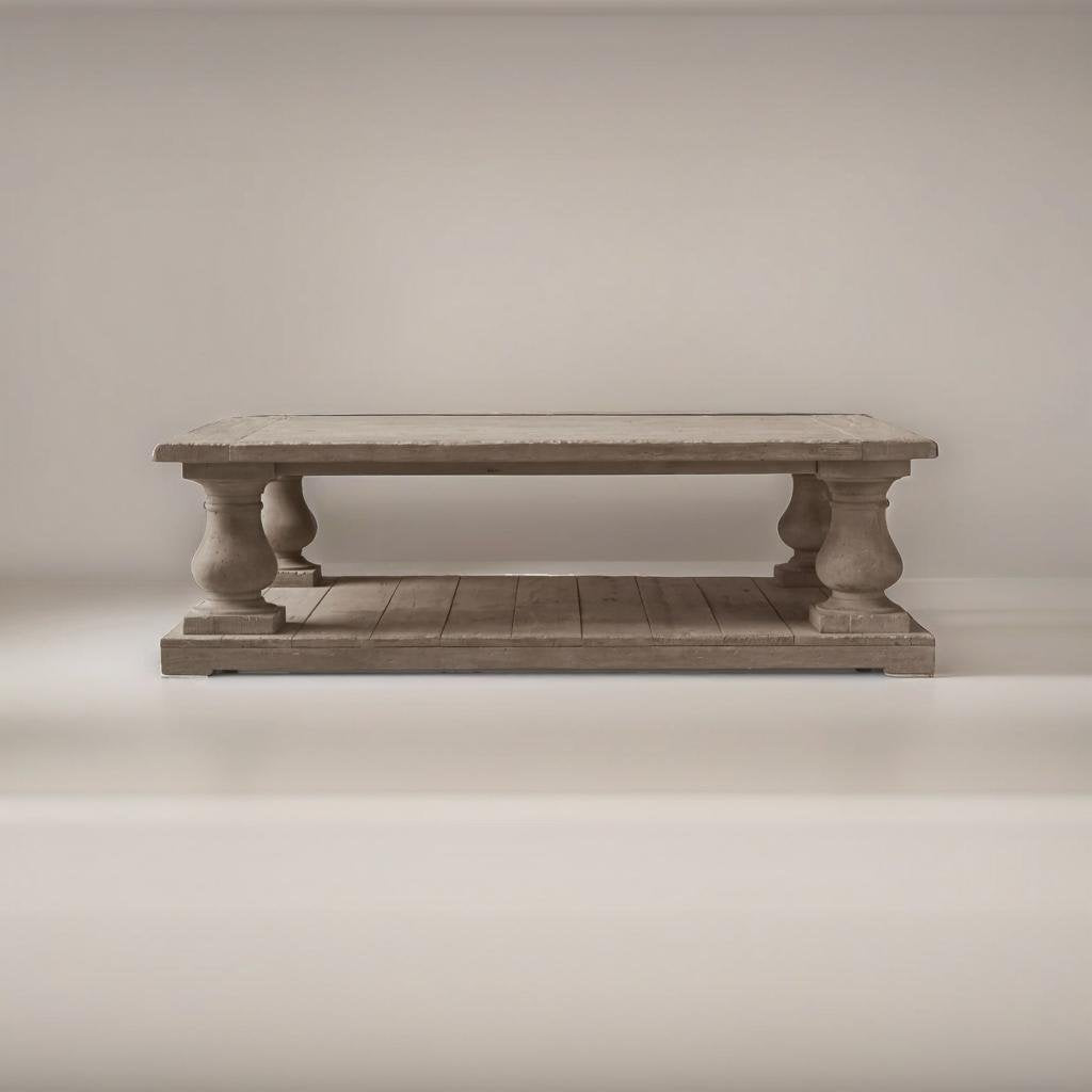 Rustic Pedestal Coffee Table | Handcrafted Vintage Elegance
