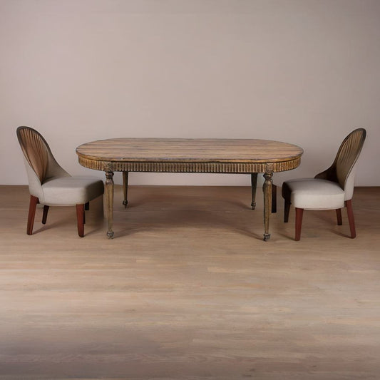 Classic Elegance: Vintage Oval Wooden Dining Table
