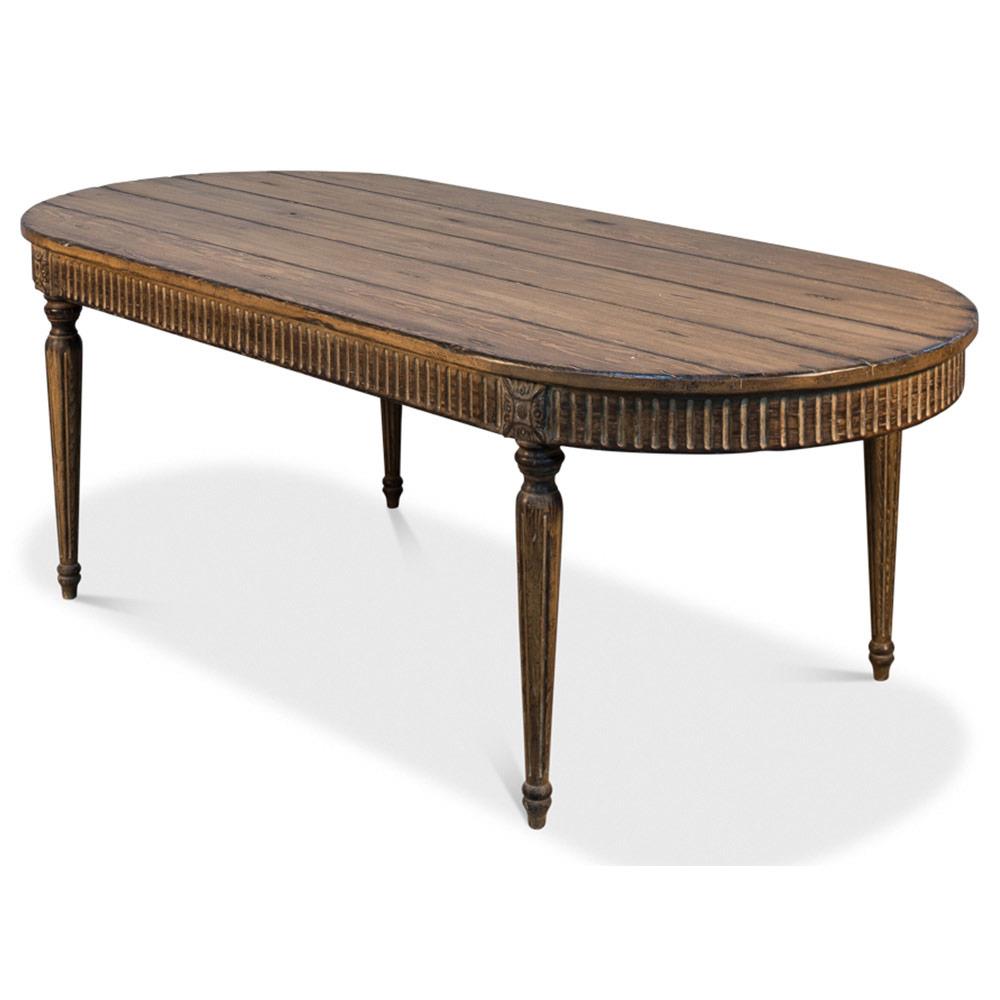 Classic Elegance: Vintage Oval Wooden Dining Table