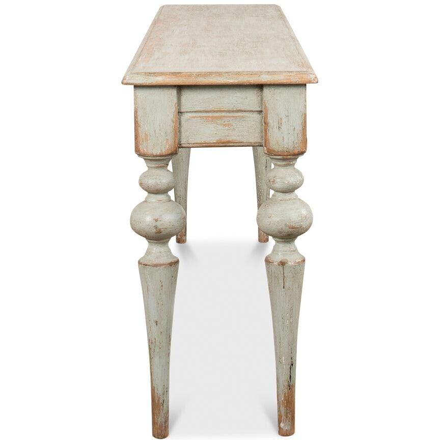 Weathered Sage Farmhouse Chic Console Table - Rustic and Stylish