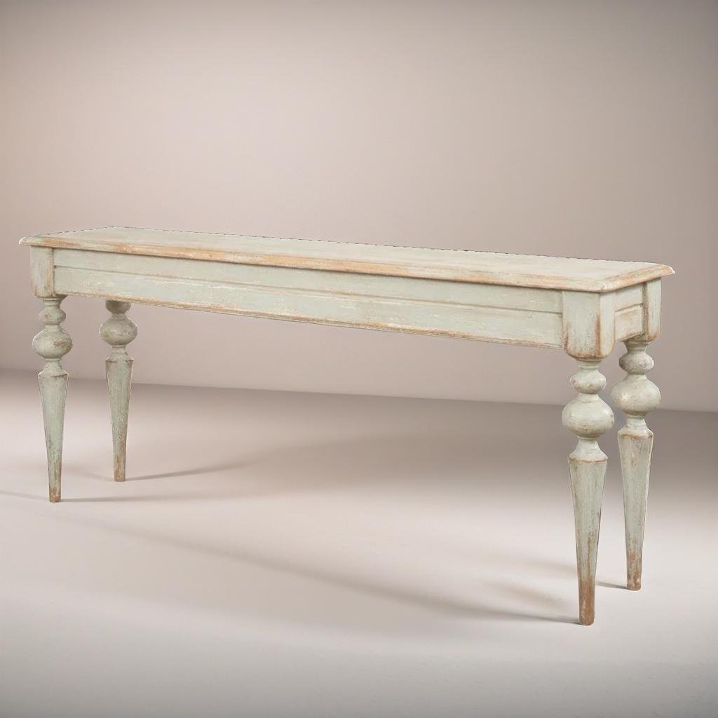 Weathered Sage Farmhouse Chic Console Table - Rustic and Stylish