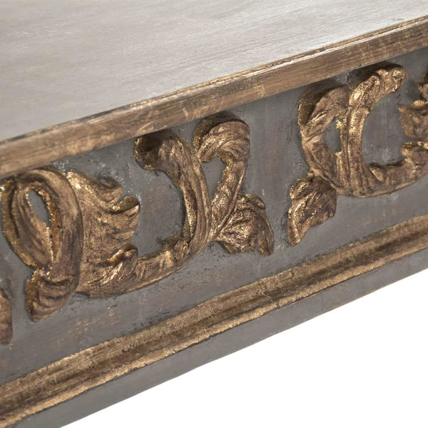 Symphonic Gray and Gold Ornate Console Table - Grand and Luxurious